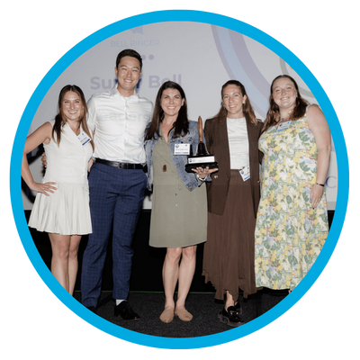 Bell Ringer Awardees holding their silver bell.